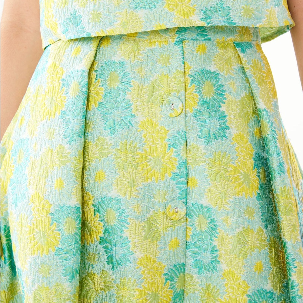 Abbey Glass Green Sunflower Jacquard Skirt